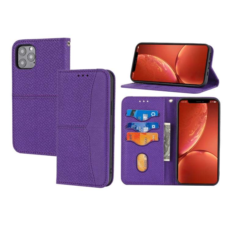 Woven Texture Stitching Magnetic Horizontal Flip PU Leather Case with Holder & Card Slots & Wallet & Lanyard, For iPhone 12 / 12 Pro, For iPhone 12 Pro Max, For iPhone 13 mini, For iPhone 13