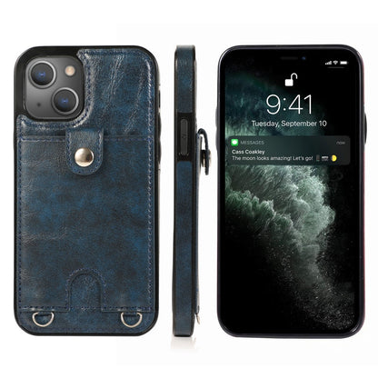 Shockproof PU Leather + TPU Protective Case with Card Slot & Lanyard, For iPhone 13 mini, For iPhone 13, For iPhone 13 Pro, For iPhone 13 Pro Max