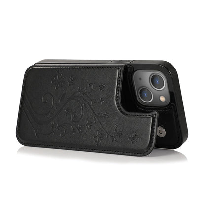 Butterflies Flowers Double Buckle PU + TPU Protective Case with Holder & Card Slots & Photo Frame, For iPhone 13 Pro, For iPhone 13 Pro Max