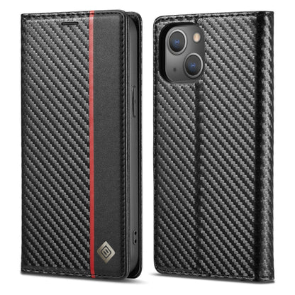 LC.IMEEKE Carbon Fiber PU + TPU Horizontal Flip Leather Case with Holder & Card Slot & Wallet, For iPhone 13 mini, For iPhone 13, For iPhone 13 Pro, For iPhone 13 Pro Max