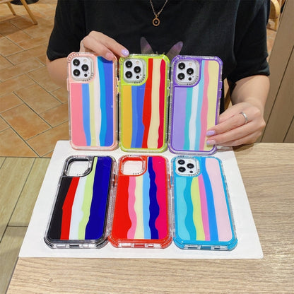 Rainbow TPU + PC Glass Shockproof Case, For iPhone 13