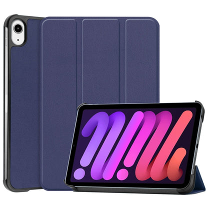 Custer Texture 3-Fold Holder Smart Leather Tablet Case, For iPad mini 6 / mini 2024, For iPad mini 6