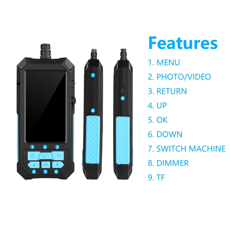 P90 11mm 4.5 inch HD 500W Autofocus Camera Endoscope Portable Waterproof Industrial Pipe Endoscope,, Hard Cable Length: 2m, Hard Cable Length: 5m, Hard Cable Length: 10m