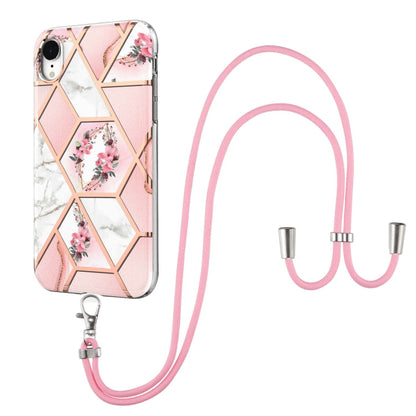 Electroplating Splicing Marble Flower Pattern TPU Shockproof Case with Lanyard, For iPhone 12 Pro Max, For iPhone 11, For iPhone 11 Pro, For iPhone 11 Pro Max, For iPhone XS / X, For iPhone XR