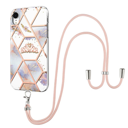 Electroplating Splicing Marble Flower Pattern TPU Shockproof Case with Lanyard, For iPhone 12 Pro Max, For iPhone 11, For iPhone 11 Pro, For iPhone 11 Pro Max, For iPhone XS / X, For iPhone XR