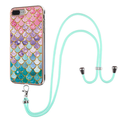 Electroplating Pattern IMD TPU Shockproof Case with Neck Lanyard, For iPhone XS Max, For iPhone SE 2022 / SE 2020 / 8 / 7, For iPhone 8 Plus / 7 Plus