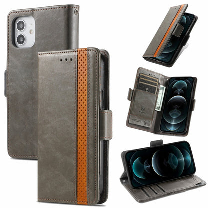 CaseNeo Business Splicing Dual Magnetic Buckle Horizontal Flip PU Leather Case with Holder & Card Slots & Wallet, For iPhone 13 Mini