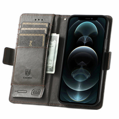 CaseNeo Business Splicing Dual Magnetic Buckle Horizontal Flip PU Leather Case with Holder & Card Slots & Wallet, For iPhone 13 Mini