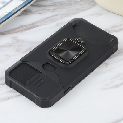 Sliding Camera Cover Design PC + TPU Shockproof Case with Ring Holder & Card Slot, For iPhone SE 2022 / SE 2020 / 8 / 7 / 6s / 6, For iPhone 8 Plus / 7 Plus / 6s Plus / 6 Plus