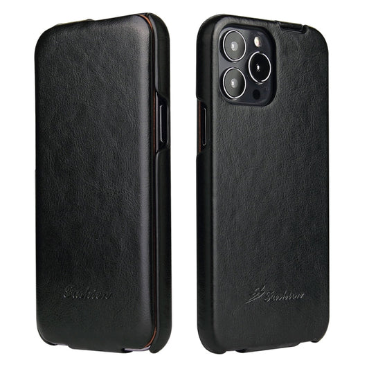 Fierre Shann Retro Oil Wax Texture Vertical Flip PU Leather Case, For iPhone 13 Pro Max, For iPhone 13 Pro, For iPhone 13, For iPhone 13 mini
