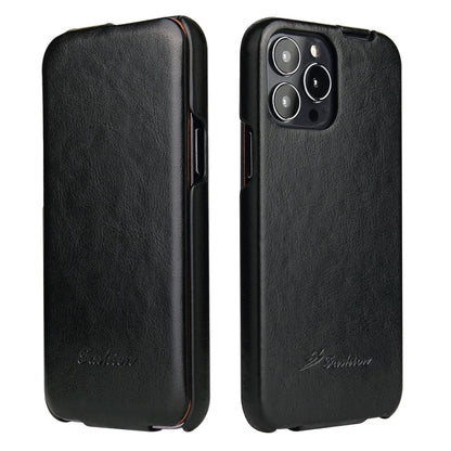 Fierre Shann Retro Oil Wax Texture Vertical Flip PU Leather Case, For iPhone 13 Pro Max, For iPhone 13 Pro, For iPhone 13, For iPhone 13 mini