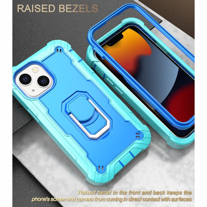 PC + Rubber 3-layers Shockproof Protective Case with Rotating Holder, For iPhone 13 mini, For iPhone 13