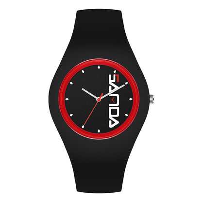 SANDA 6076 Simple Scale Round Dial Ladies Silicone Strap Quartz Watch