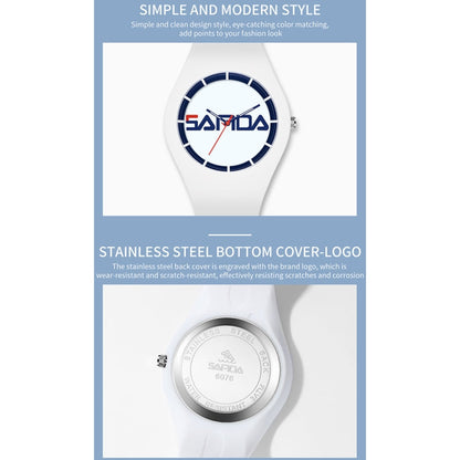 SANDA 6076 Simple Scale Round Dial Ladies Silicone Strap Quartz Watch