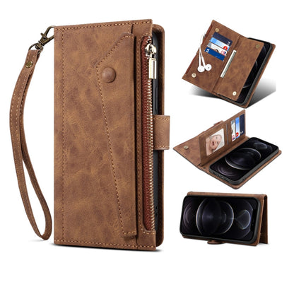 Retro Frosted Horizontal Flip Leather Case with Holder & Card Slot & Wallet & Zipper Pocket & Lanyard, For iPhone 12, For iPhone 12 mini, For iPhone 11 Pro Max, For iPhone 11 Pro, For iPhone X & XS, For iPhone XR