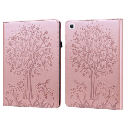 Tree & Deer Pattern Pressed Printing Horizontal Flip PU Leather Case with Holder & Card Slots & Sleep / Wake-up Function, For Samsung Galaxy Tab A7 10.4 2020, For Samsung Galaxy Tab S6 Lite