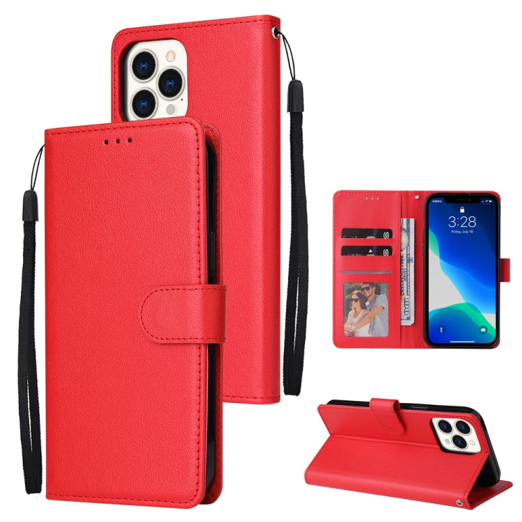 Multifunctional Horizontal Flip Leather Case, with Three Card Slot & Holder & Double Zip Wallett & Photo Frame & Lanyard, For iPhone 13 Pro Max