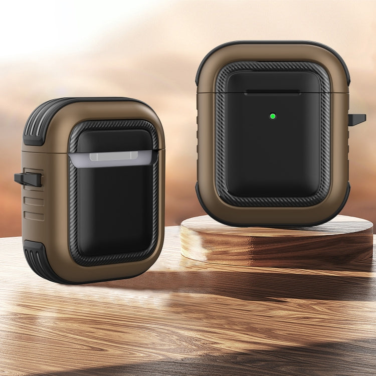 Wireless Earphones Shockproof TPU + PC Protective Case with Carabiner, For AirPods 1 / 2