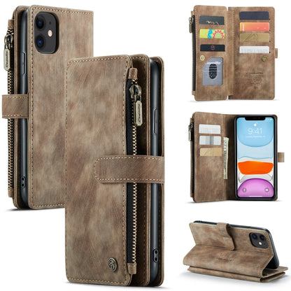 CaseMe-C30 PU + TPU Multifunctional Horizontal Flip Leather Case with Holder & Card Slot & Wallet & Zipper Pocket, For iPhone 8 Plus & 7 Plus & 6 Plus, For iPhone SE 2022 / SE 2020 / 8 / 7 / 6, For iPhone 11, For iPhone 11 Pro, For iPhone 11 Pro Max   ...