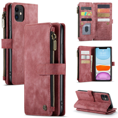 CaseMe-C30 PU + TPU Multifunctional Horizontal Flip Leather Case with Holder & Card Slot & Wallet & Zipper Pocket, For iPhone 8 Plus & 7 Plus & 6 Plus, For iPhone SE 2022 / SE 2020 / 8 / 7 / 6, For iPhone 11, For iPhone 11 Pro, For iPhone 11 Pro Max   ...