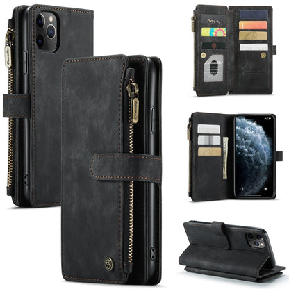 CaseMe-C30 PU + TPU Multifunctional Horizontal Flip Leather Case with Holder & Card Slot & Wallet & Zipper Pocket, For iPhone 8 Plus & 7 Plus & 6 Plus, For iPhone SE 2022 / SE 2020 / 8 / 7 / 6, For iPhone 11, For iPhone 11 Pro, For iPhone 11 Pro Max   ...
