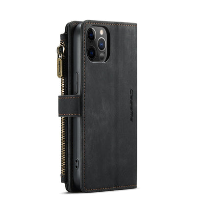 CaseMe-C30 PU + TPU Multifunctional Horizontal Flip Leather Case with Holder & Card Slot & Wallet & Zipper Pocket, For iPhone 12 / 12 Pro, For iPhone 12 Pro Max, For iPhone XS / X, For iPhone XR, For iPhone XS Max