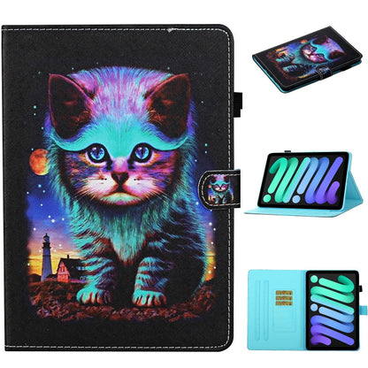 Coloured Drawing Stitching Horizontal Flip Leather Case with Holder & Card Slot & Sleep / Wake-up Function, For iPad mini 2024 / mini 6
