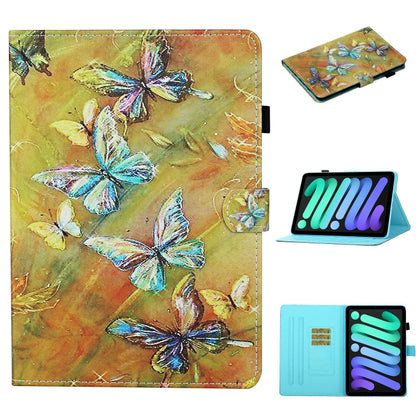 Coloured Drawing Stitching Horizontal Flip Leather Case with Holder & Card Slot & Sleep / Wake-up Function, For iPad mini 2024 / mini 6