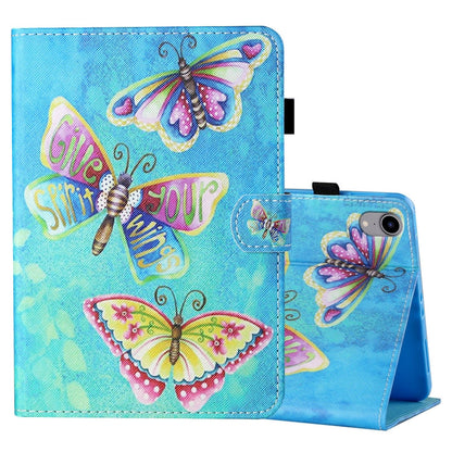 Coloured Drawing Stitching Horizontal Flip Leather Case with Holder & Card Slot & Sleep / Wake-up Function, For iPad mini 2024 / mini 6