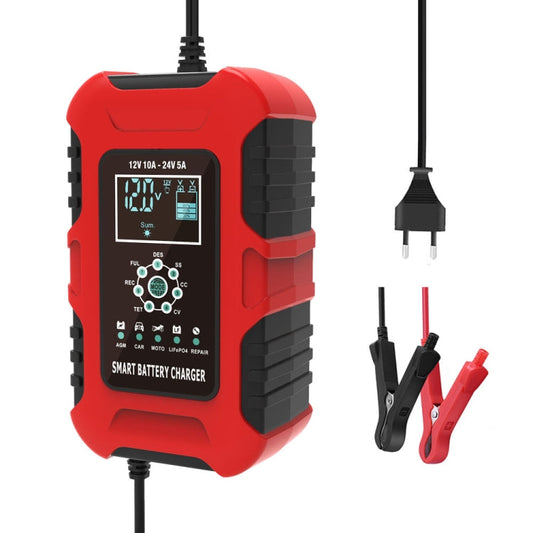 FOXSUR 10A 12V 7-segment Motorcycle / Car Smart Battery Charger, EU Plug, UK Plug, US Plug