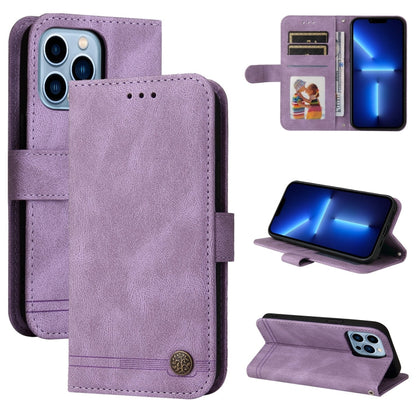 Skin Feel Life Tree Metal Button Horizontal Flip Leather Case with Holder & Card Slot & Wallet & Photo Frame & Strap, For iPhone 13 mini, For iPhone 13, For iPhone 13 Pro, For iPhone 13 Pro Max