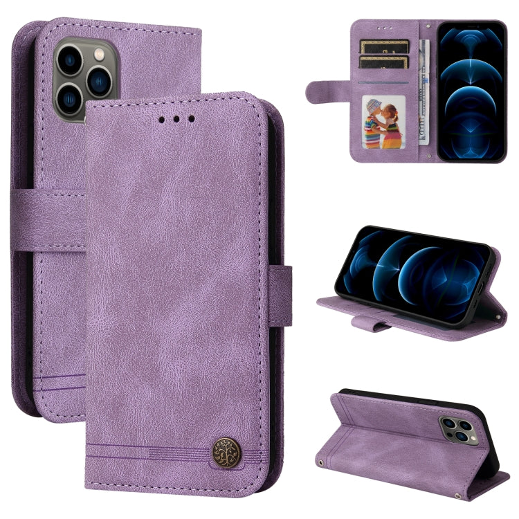 Skin Feel Life Tree Metal Button Horizontal Flip Leather Case with Holder & Card Slot & Wallet & Photo Frame & Strap, For iPhone 12 mini, For iPhone 12 / 12 Pro, For iPhone 12 Pro Max, For iPhone 11