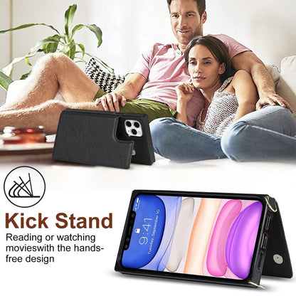 Cross-body Square Double Buckle Flip Card Bag TPU+PU Case with Card Slots & Wallet & Photo & Strap, For iPhone 11 Pro Max, For iPhone 12 mini, For iPhone 12 / 12 Pro, For iPhone 12 Pro Max
