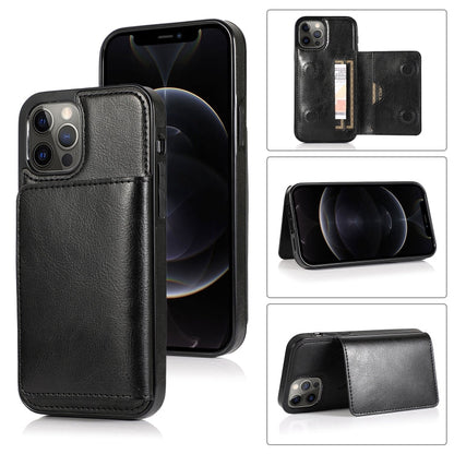 Shockproof PU + TPU Protective Case with Card Slots & Holder, For iPhone 13 mini, For iPhone 13, For iPhone 13 Pro, For iPhone 13 Pro Max