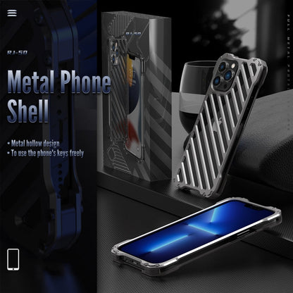 R-JUST RJ-50 Hollow Breathable Armor Metal Shockproof Protective Case, For iPhone 13, For iPhone 13 Pro, For iPhone 13 Pro Max, For iPhone 12, For iPhone 12 Pro, For iPhone 12 Pro Max