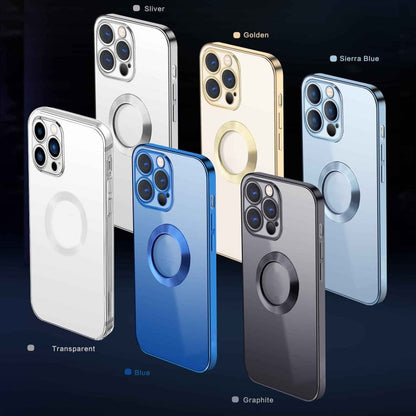 9D Electroplated Edge Metal Ring Clear PC + TPU Shockproof Case, For iPhone 13, For iPhone 13 Pro, For iPhone 13 Pro Max, For iPhone 12