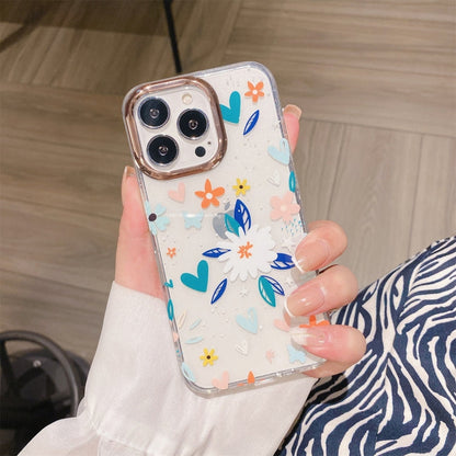 Glitter Powder Electroplating Flower Shockproof Phone Case, For iPhone 13, For iPhone 13 Pro, For iPhone 13 Pro Max