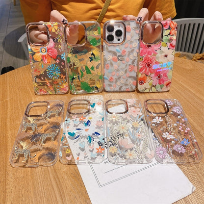 Glitter Powder Electroplating Flower Shockproof Phone Case, For iPhone 12 / 12 Pro, For iPhone 12 Pro Max, For iPhone 11