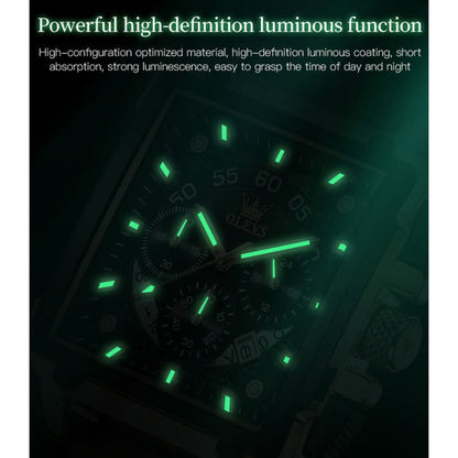 OLEVS 9919 Square Dial Chronograph Luminous Quartz Watch for Men
