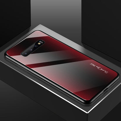 Texture Gradient Glass Protective Case, For Galaxy Note 10 Pro, For Galaxy S10, For iPhone SE 2022 / SE 2020 / 8 / 7, For iPhone XS Max