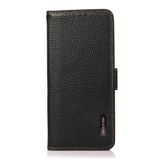 KHAZNEH Side-Magnetic Litchi Genuine Leather RFID Phone Case, For Samsung Galaxy A02s EU Version, For Samsung Galaxy A02s Global Version, For Samsung Galaxy A03s 166mm Version, For Samsung Galaxy A12 5G, For Samsung Galaxy A22 4G                       ...