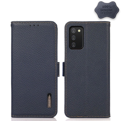 KHAZNEH Side-Magnetic Litchi Genuine Leather RFID Phone Case, For Samsung Galaxy A02s EU Version, For Samsung Galaxy A02s Global Version, For Samsung Galaxy A03s 166mm Version, For Samsung Galaxy A12 5G, For Samsung Galaxy A22 4G                       ...
