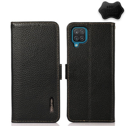 KHAZNEH Side-Magnetic Litchi Genuine Leather RFID Phone Case, For Samsung Galaxy A02s EU Version, For Samsung Galaxy A02s Global Version, For Samsung Galaxy A03s 166mm Version, For Samsung Galaxy A12 5G, For Samsung Galaxy A22 4G                       ...