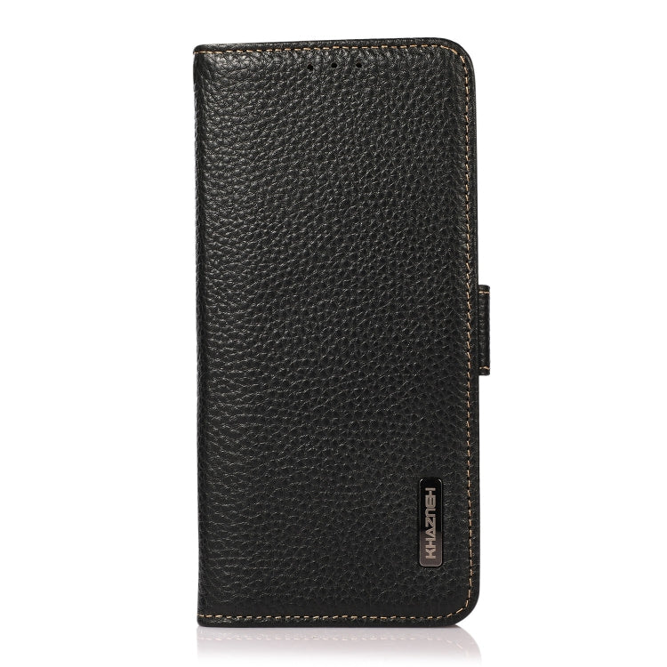KHAZNEH Side-Magnetic Litchi Genuine Leather RFID Case, For iPhone 13 mini, For iPhone 13, For iPhone 13 Pro, For iPhone 13 Pro Max, For iPhone 12 mini, For iPhone 12 / 12 Pro