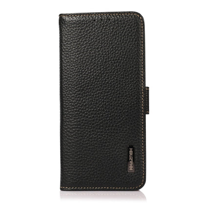 KHAZNEH Side-Magnetic Litchi Genuine Leather RFID Case, For iPhone 13 mini, For iPhone 13, For iPhone 13 Pro, For iPhone 13 Pro Max, For iPhone 12 mini, For iPhone 12 / 12 Pro