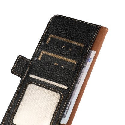 KHAZNEH Side-Magnetic Litchi Genuine Leather RFID Case, For iPhone 13 mini, For iPhone 13, For iPhone 13 Pro, For iPhone 13 Pro Max, For iPhone 12 mini, For iPhone 12 / 12 Pro