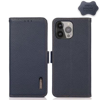 KHAZNEH Side-Magnetic Litchi Genuine Leather RFID Case, For iPhone 13 mini, For iPhone 13, For iPhone 13 Pro, For iPhone 13 Pro Max, For iPhone 12 mini, For iPhone 12 / 12 Pro
