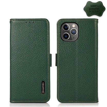 KHAZNEH Side-Magnetic Litchi Genuine Leather RFID Case, For iPhone 12 Pro Max, For iPhone 11, For iPhone 11 Pro, For iPhone 11 Pro Max