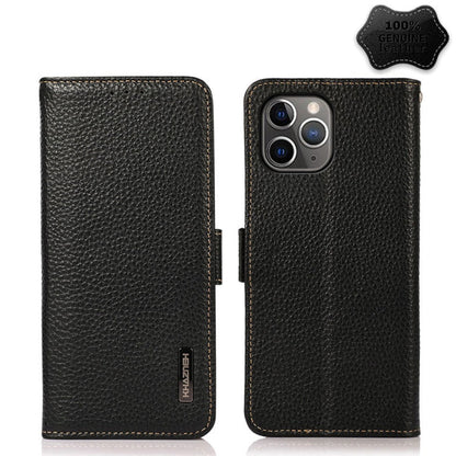 KHAZNEH Side-Magnetic Litchi Genuine Leather RFID Case, For iPhone 12 Pro Max, For iPhone 11, For iPhone 11 Pro, For iPhone 11 Pro Max