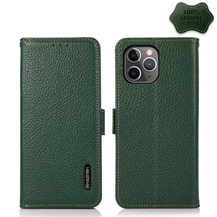 KHAZNEH Side-Magnetic Litchi Genuine Leather RFID Case, For iPhone 12 Pro Max, For iPhone 11, For iPhone 11 Pro, For iPhone 11 Pro Max